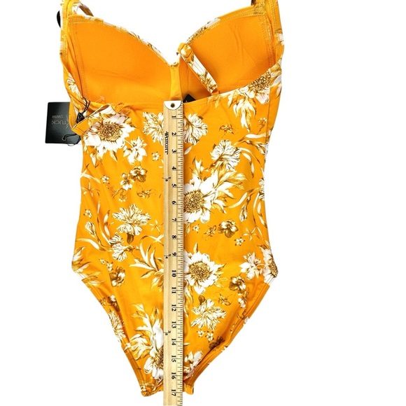 NipTuck Swim One Pice Swimsuit Yellow Floral Size 6 - Picture 9 of 11